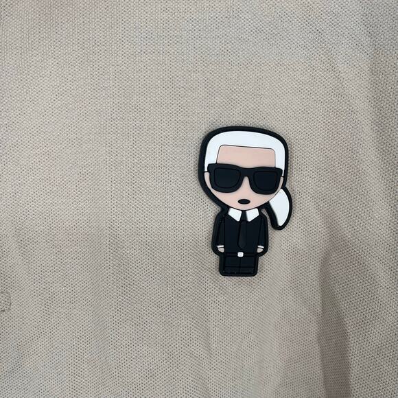 Karl Lagerfeld Pique 3 Button Polo with Cream Khaki Karl Size Large - Picture 4 of 10